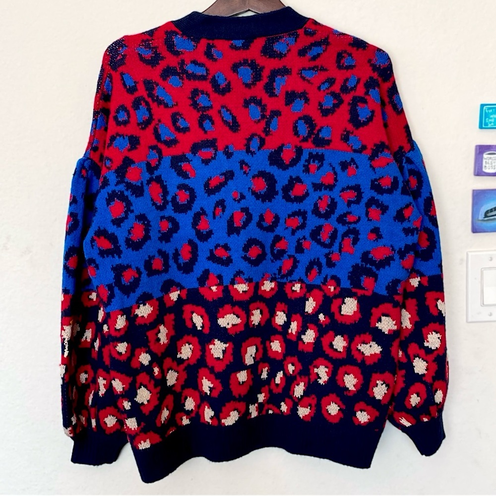 FARM RIO “Mixed Leopards” Spot Cardigan in Blue Multi - Picture 14 of 15